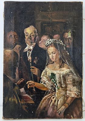 Копия картины худ.Василия Пукирева "Неравный Брак" холст, масло. Размер: 45 х 30 см. 
мелкие утраты