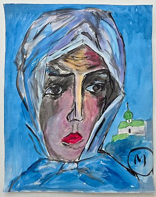 Майоров Игорь Евгеньевич (1946–1991) Портрет Женщины, бумага, смеш.техника. Размер: 36 х 28,5 см.