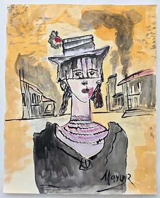 Майоров Игорь Евгеньевич (1946–1991) Портрет Дамы, бумага, смеш.техника. Размер: 35,5 х 28,5 см.