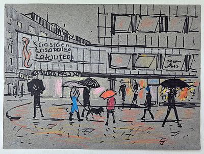 (экспертиза-консультация В.С.Силаев) Вера Матюх, "Дождь", бумага, смешанная техника. Размер: 39 