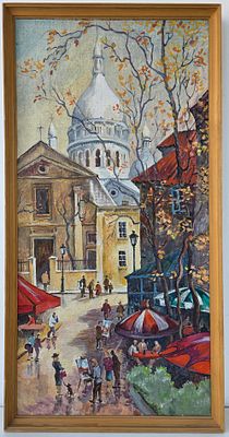 Картина "На Улице" холст, масло. Размер по раме : 83 х 42 см.