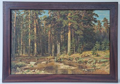 Картина Корабельная роща, холст, масло 19 век (ученик Шишкина?). (Шикарная работа) Картина 