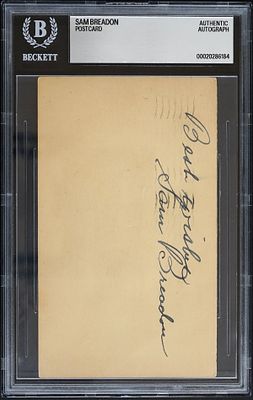 Sam Breadon Autographed Government Postcard. Samuel Wilson Breadon was an American professional 
