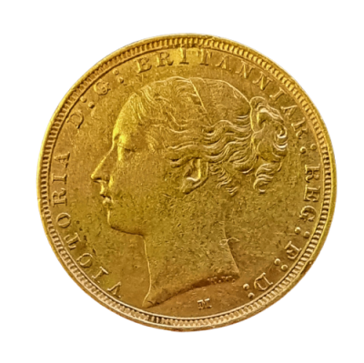 1887 Australian gold Sovereign with young profile of Queen Victoria, 0.9170 gold, weight: 7.98 