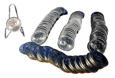 Lot of 100 50 Pruta coins (1954) in AU/UNC condition - Total weight 506 grams. Coin type: 50 