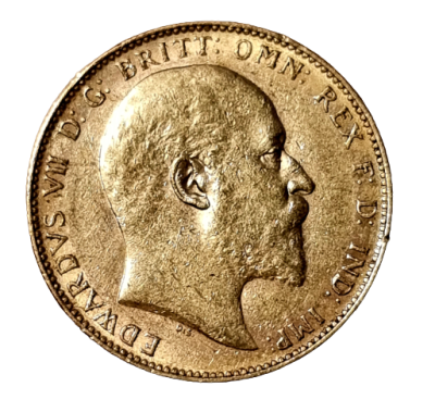 Gold Australian Sovereign coin 1904 with profile of king Edward VII, 0.9170 gold, weight: 7.98 