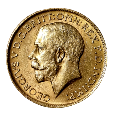 Gold Sovereign coin 1913 with profile of king George V, 0.9170 gold, weight: 7.98 grams 