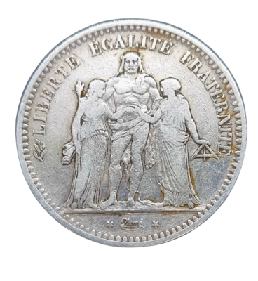 France - 5 Francs 1848 silver coin - Hercules. 0.900 silver, weight: 25 grams
. 5 Francs 1848 