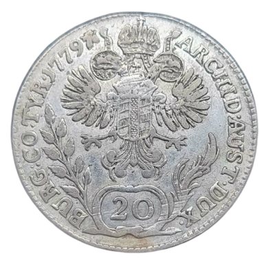 Austria - 20 Kreuzer 1779 silver coin - Maria Theresa. 0.583 silver, weight: 6.68 grams (244 