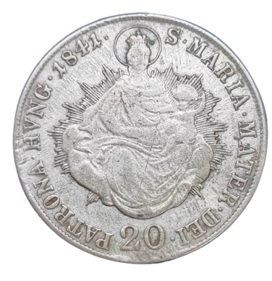 Hungary - 20 Krajczar 1841 silver coin - Ferdinand V/Madonna and child. 0.583 silver, weight: 