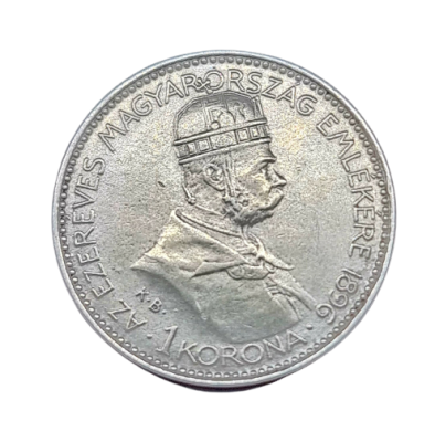 Hungary - 1 Korona 1896 silver coin "Millennium Commemorative" - Franz Joseph I. 0.835 silver 
