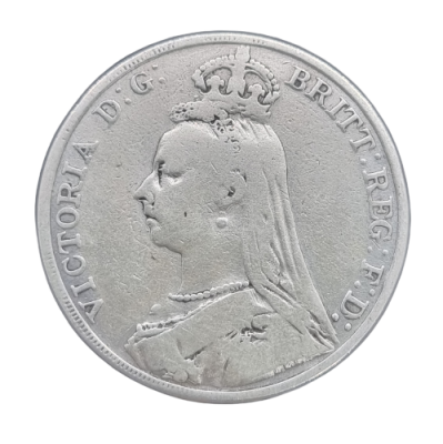 England - 1 Crown 1891 silver coin with a profile of Queen Victoria. 0.925 silver, weight: 