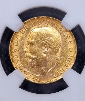 Gold Australian Sovereign coin 1922 with profile of king George V, 0.9170 gold, weight: 7.98 