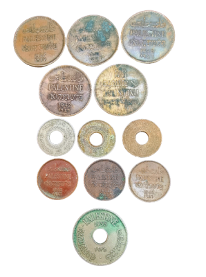 Palestine (British Mandate) - Lot of 12 coins from the British Mandate period - 10 Mils coin 