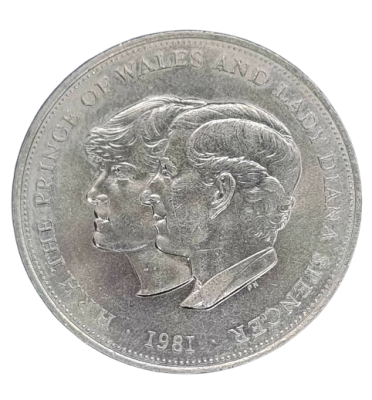 England - 25 pence 1981 coin "Royal Wedding" - weight: 28.8 grams, diameter: 38.61 mm - AU/UNC. E 