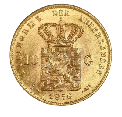 Netherlands - 10 Gulden 1876 - 0.900 gold coin. Weight: 6.7290 gr, Diameter: 22.5 mm - 10% 
