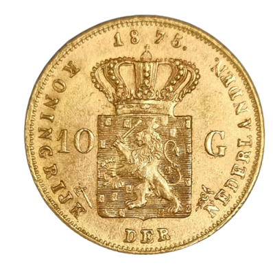 Netherlands - 10 Gulden 1875 - 0.900 gold coin. Weight: 6.7290 gr, Diameter: 22.5 mm - 10% 
