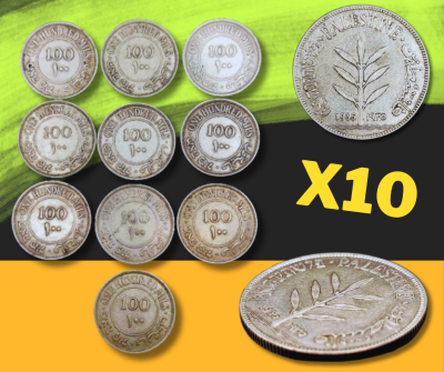British Mandate Palestine (Israel) - Lot of 10 coins 100 mils from 1935, silver 0.720, total 