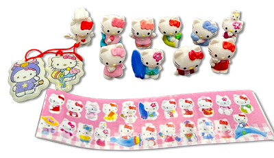 Lot of 12 Kinder toys - surprise figurines, "hello kitty" series, 1990s - collection from the 