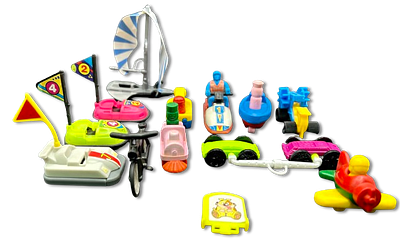 Lot of 13 Kinder toys - surprise figurines, "means of transportation" series, 1990s - 