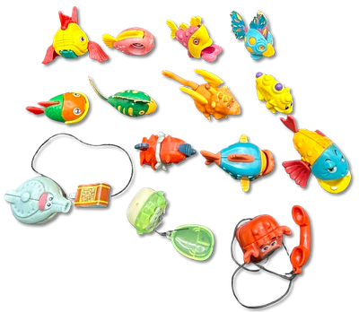 Lot of 14 Kinder toys - surprise figurines, "fish" well-known collector in the field - in 