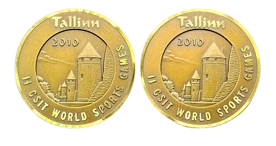 Estonia - Lot 2 bronze 2010 medal "Tallinn - CSIT World Sports Games", weight of each medal: 48 