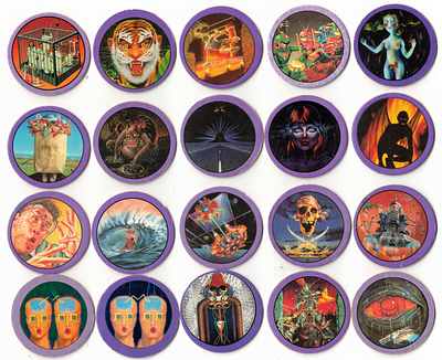 Israel - Lot of 20 different pogs from the 1990s "Real Pog" - The Purple Series - Pogs with 