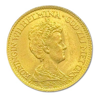 Netherlands - 10 Gulden 1917 Wilhelmina I Gold Coin, 6.72g 900 Gold, 22.5mm - 5% Commission 