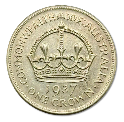 Australia - 1 Crown 1937 coin, silver 0.925, weight: 28.28 grams, diameter: 38 mm 
1 Crown 1937 