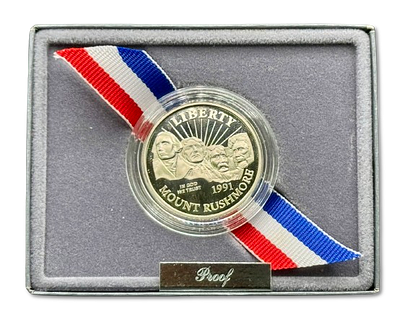 ארצות הברית - מטבע הנצחה קשוט/פרוף חצי דולר (50 סנט) 1991 "הר ראשמור" - ניקל נחושת, משקל: 11.34 