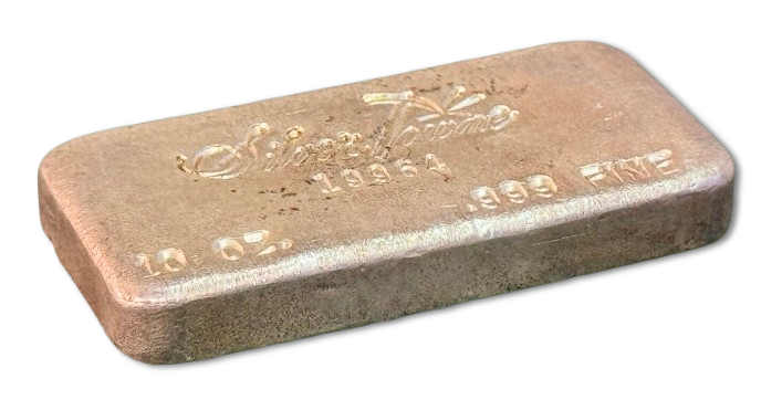 ארצות הברית - מטיל כסף תעשייתי משנות ה70 במשקל 10 אונקיות (312 גרם), עשוי כסף טהור ‎.999 