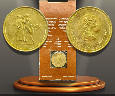 5% עמלה בלבד! - קנדה - מטבע זהב 100 דולר 1976 "המשחקים האולימפיים במונטריאול", זהב 14K (0.583) 