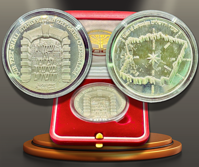 ישראל - מדלית כסף ממלכתית משנת 1981 (תשמ"א) – "שערי ירושלים", כסף 935, משקל: 26 גרם, קוטר: 37 מ"מ. 