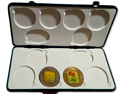 ישראל - מארז רשמי עם 2 מדליות ממלכתיות משובצות ליטוגרפיה צבעונית "שבט ראובן" ו״שבט זבולון״ - 