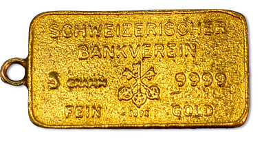 5 gram 999 gold pendant based on a bullion produced for Schweizerischer Bankverein (known as 