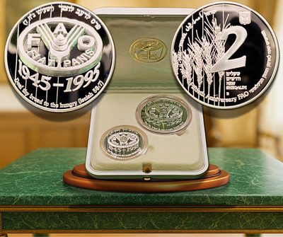 Israel – Set of 2 Silver Commemorative Coins (0.925 Silver) “50 Years to the FAO – Food and 