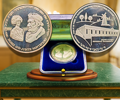 Israel - Rare 935 Silver Medal "Moses and Yehudit Montefiore" from 1984, Weight: 26 grams 