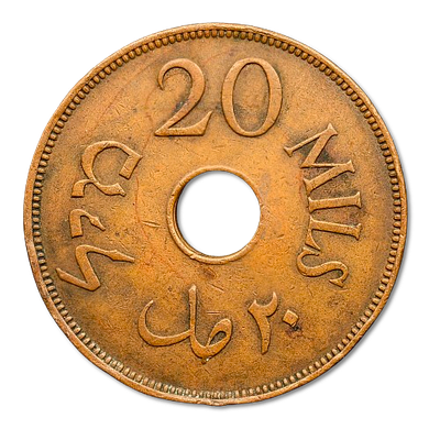 Israel-Palestine (British Mandate) - Lot of 2 coins - 20 mils 1944 and 10 mils 1939 - preserved 