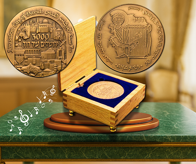 Israel - State Bronze Medal "3000 Jerusalem City of David" 1995, original case of the 