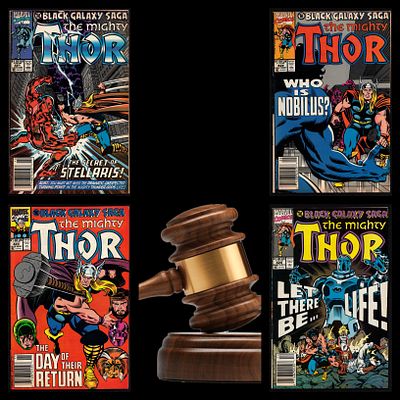 Group of 4 comic books from The Mighty Thor series, published by Marvel Comics, from 1990, part 