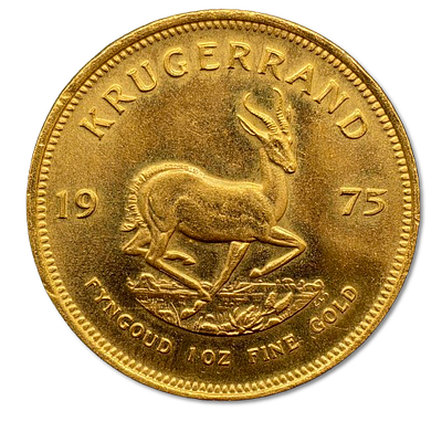 דרום אפריקה - מטבע זהב 1 קרוגראנד 1975, 33.93 גרם זהב 917, 32.7 מ"מ - 5% עמלה בלבד!. מטבע זהב 1 