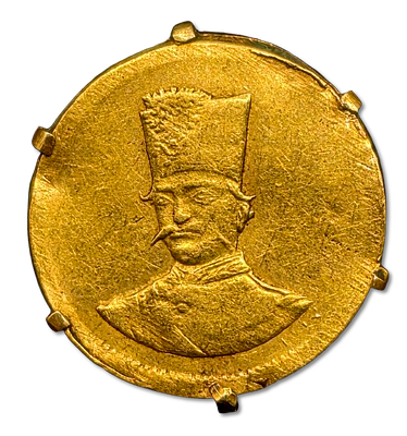 איראן - מטבע זהב 0.900 - 1/5 תומן 1882 (1299) של נאסר א-דין שאה משושלת קאג'אר (איראן), 0.57 גרם 