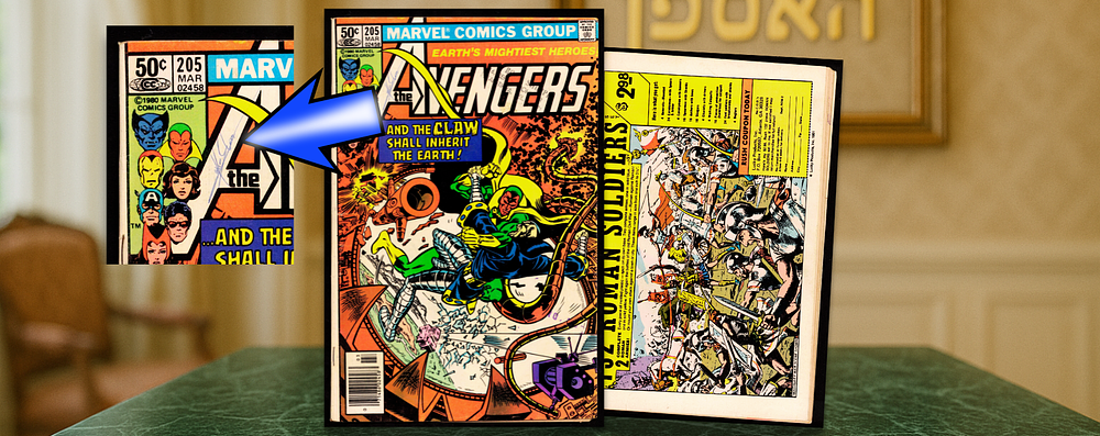 Comic book The Avengers #205 - March 1981, Marvel Comics, with signature. A pen signature 