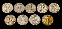 United States - Large Lot of 9 Silver Half Dollars from 1934/1937/1940/1941/1942/1943 - 0.900 Image - 1