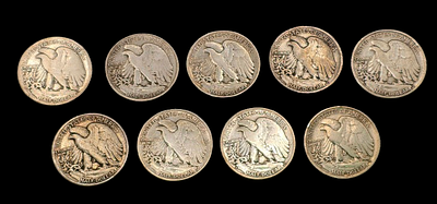 United States - Large Lot of 9 Silver Half Dollars from 1934/1937/1940/1941/1942/1943 - 0.900 