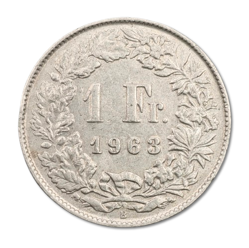 Switzerland - Lot of 3 Silver 0.835 Coins - 2 Francs 1963, 1 Franc from 1963 and 1/2 Franc from 