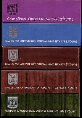 Israel - Lot of 9 official sets of Israeli coins from the years: 1972, 1973, 1974, 1975, 1976 