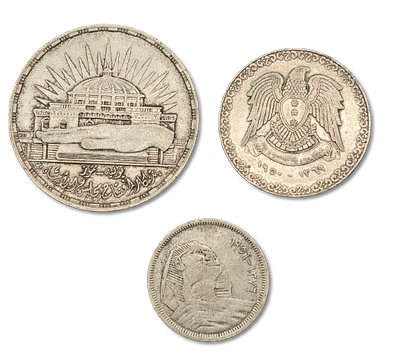 Syria / Egypt – Lot of 3 Silver Coins from the Middle East – Syria 1 Pound 1950 Silver 0.680 