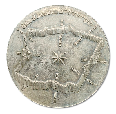 Israel - State Silver medal from 1981 - "Gates of the Jerusalem", silver 935, weight: 26 grams 