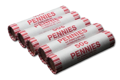 ארצות הברית – לוט 5 רולים סגורים של מטבעות 1 סנט (Pennies) – 50 מטבעות בכל רול – סה״כ 250 
